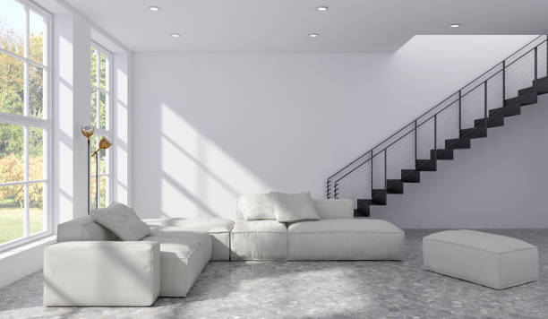 istock Large luxury modern bright interiors Living room mockup illustration 3D rendering image 2156802884