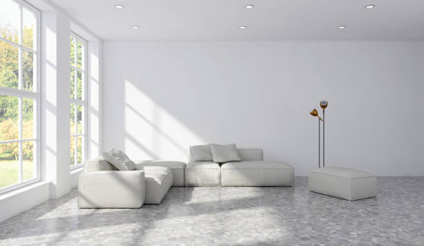 istock Large luxury modern bright interiors Living room mockup illustration 3D rendering image 2156802939