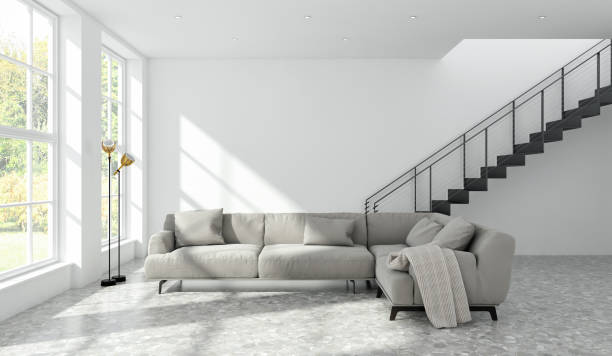 istock Large luxury modern bright interiors Living room mockup illustration 3D rendering image 2156803071