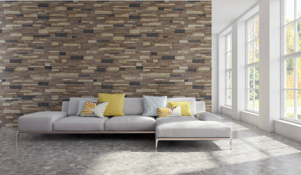 istock Large luxury modern bright interiors Living room mockup illustration 3D rendering image 2156803583