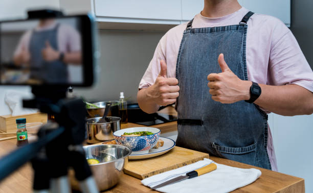 istock The chef is broadcasting live from workshop how to prepare a vegetarian food 2156805012