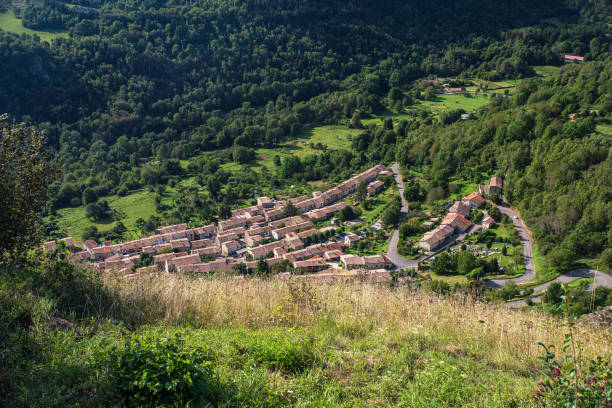 Village of Montségure in Ariège in the Pyrenees, France
