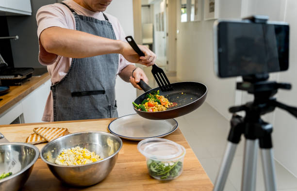 istock The chef is broadcasting live from workshop how to prepare a vegetarian food 2156806237