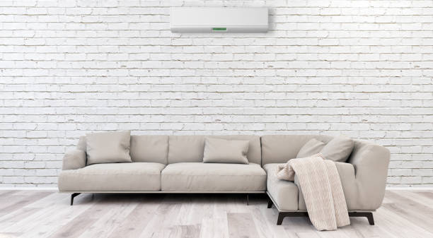 istock modern bright interiors room with air conditioning and remote control illustration 3D rendering 2156807213