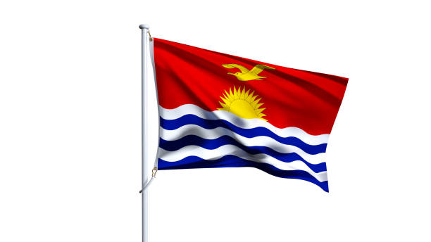 Waving flag of kiribati isolated on white background.