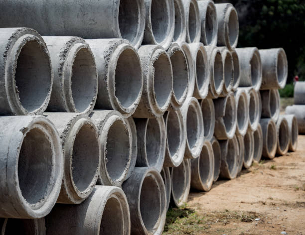 istock A stack of concrete ring pipes piled and creating a symmetrical arrangement 2156822171