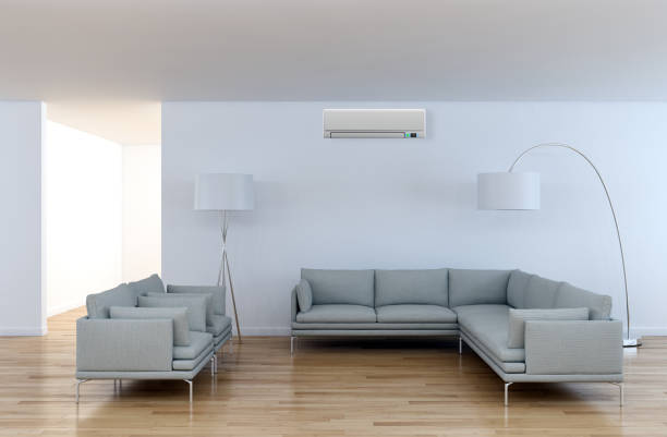istock modern bright interiors room with air conditioning and remote control illustration 3D rendering 2156828072