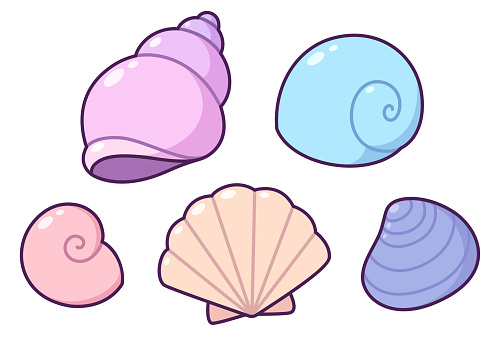 Cute Cartoon Shells Collection Stock Illustration - Download Image Now ...