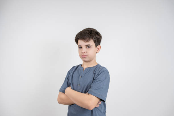 10 year old Brazilian child in a photo shoot showing different emotions.v