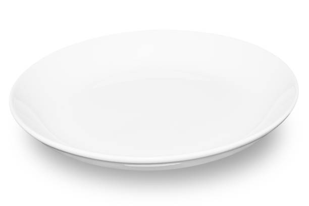istock White circle ceramics plate isolated on white background. 2156842935