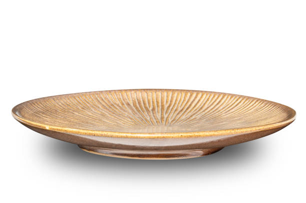 istock Brown circle ceramics plate isolated on white background. 2156842958