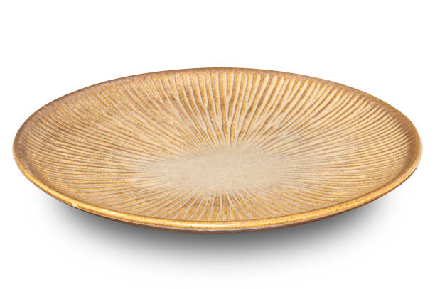 istock Brown circle ceramics plate isolated on white background. 2156842967