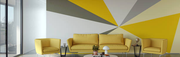 istock Modern 3d illustration Banner Relaxing and Comfortable Modern Living Room with Sofas Armchairs Windows Rugs Coffee Tables Curtains and Bookshelves 2156843677