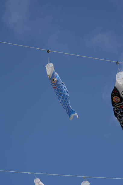 istock Carp streamers swimming in the clear blue sky 2156852274