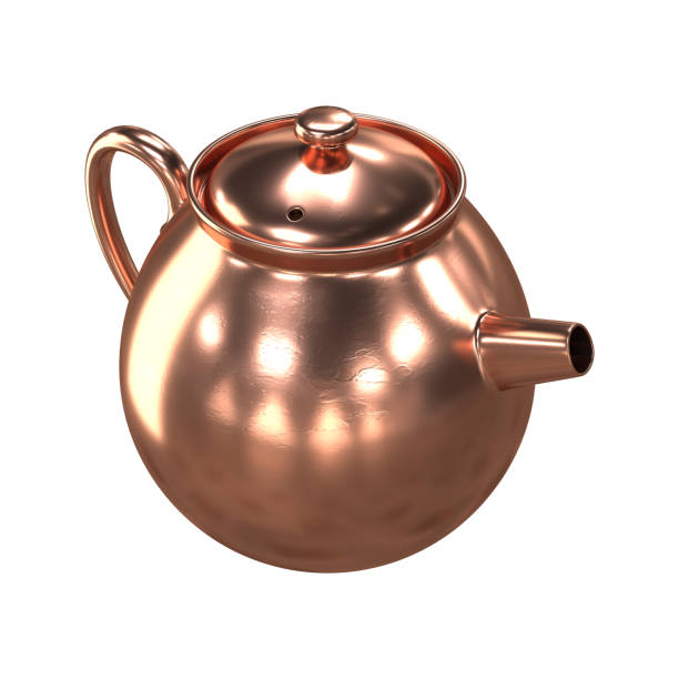 Stylish kettle with whistle on cooktop in kitchen