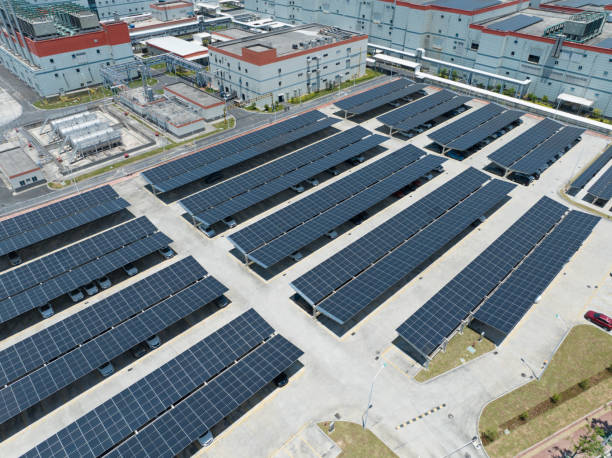 istock Solar power roof for parking lot 2156854121