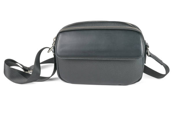 istock Sleek Black Leather Crossbody Bag with Adjustable Strap on White Background 2156857677