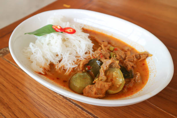 beef Red curry or red curry with beef, beef curry and vermicelli or beef soup