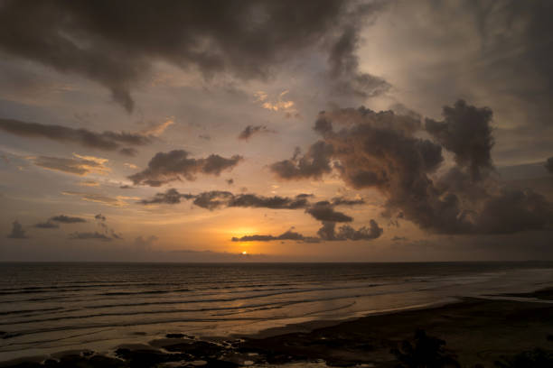 Scene at sunset at Ladghar beach Dapoli, located 200 kms from Pune on the West Coast of Maharashtra India.