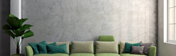 istock Modern 3d illustration Banner Relaxing and Comfortable Modern Living Room with Sofas Armchairs Windows Rugs Coffee Tables Curtains and Bookshelves 2156861072
