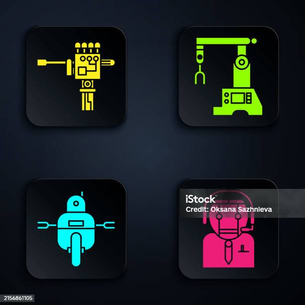 Vector Robots Button Set Worker Robot Mechanical Robot Hand And Screwdriver Robot And ...