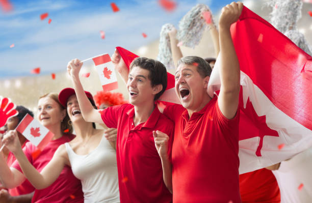 istock Canada football team supporter on stadium. 2156861144