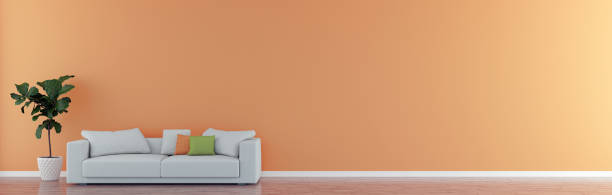istock Modern 3d illustration Banner Relaxing and Comfortable Modern Living Room with Sofas Armchairs Windows Rugs Coffee Tables Curtains and Bookshelves 2156861405