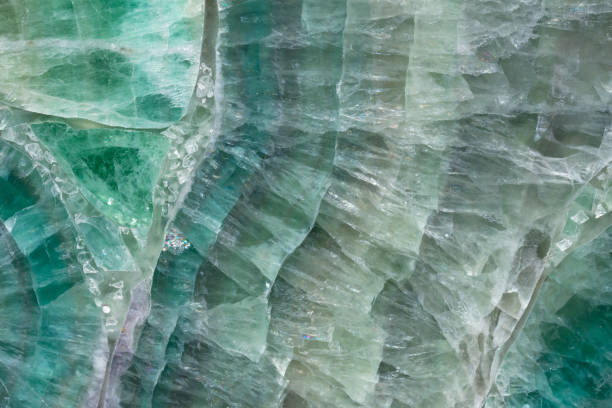 Green Fluorite semi precious stone, natural texture in unique green.