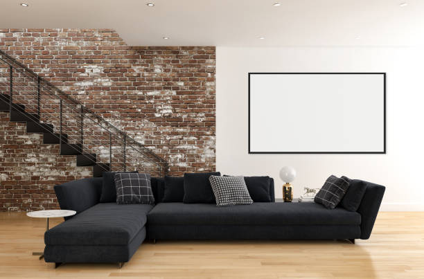 istock Large luxury modern bright interiors Living room mockup illustration 3D rendering image 2156867684