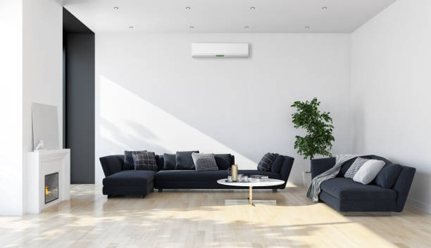 istock Large luxury modern bright interiors Living room mockup illustration 3D rendering image 2156872424
