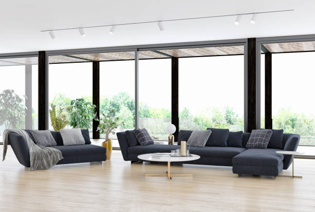 istock Large luxury modern bright interiors Living room mockup illustration 3D rendering image 2156872490