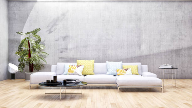 istock Large luxury modern bright interiors Living room mockup illustration 3D rendering image 2156872603
