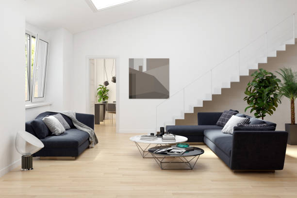 istock Large luxury modern bright interiors Living room mockup illustration 3D rendering image 2156872909