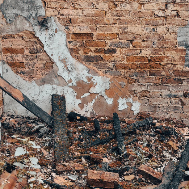 A long-empty house in Sussex now stands a burnt-out ruin