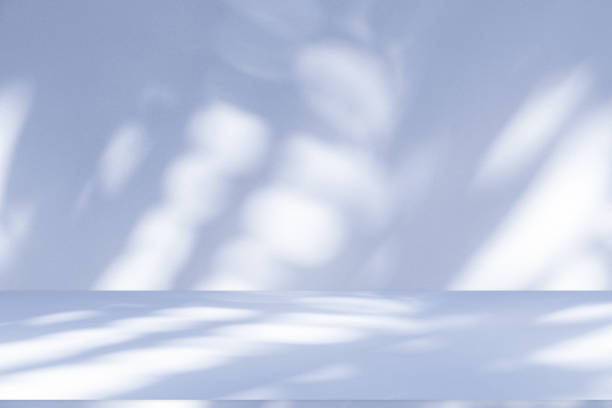 istock Wall interior background, studio, and backdrops show products. with shadow from window color white and blue light. background for text insertion and presentation of product 2156878124