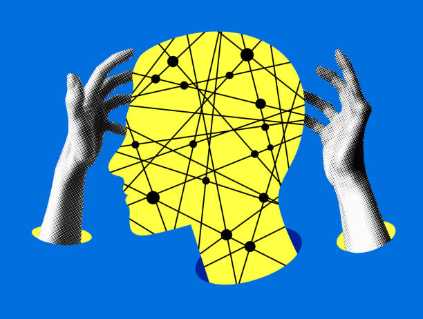 illustrazioni stock, clip art, cartoni animati e icone di tendenza di concetto di intelligenza artificiale e interazione umana - nostalgia