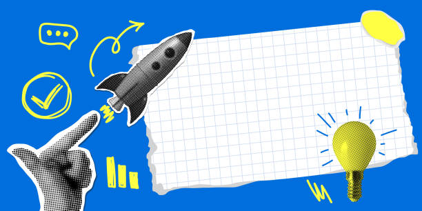 illustrazioni stock, clip art, cartoni animati e icone di tendenza di collage moderno con rucola e mano - immagine composita