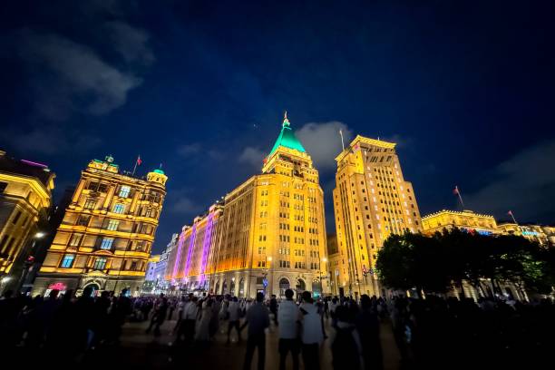 istock Night river and tall buildings in Shanghai, China. 2156879930