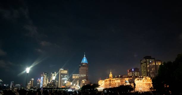 istock Night river and tall buildings in Shanghai, China. 2156880285