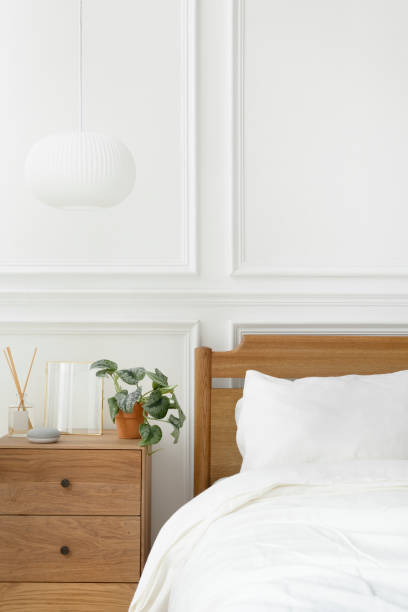 istock Bright and clean modern bedroom in Scandinavian style 2156880286