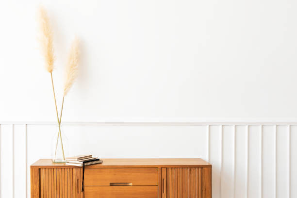 istock Pampas grass in a vase on a wooden sideboard table 2156882410