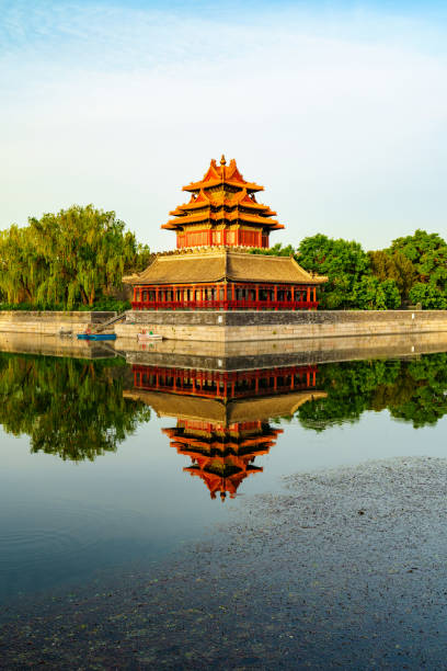 istock Magnificent view of Watch Tower and moat surface reflection 2156884290