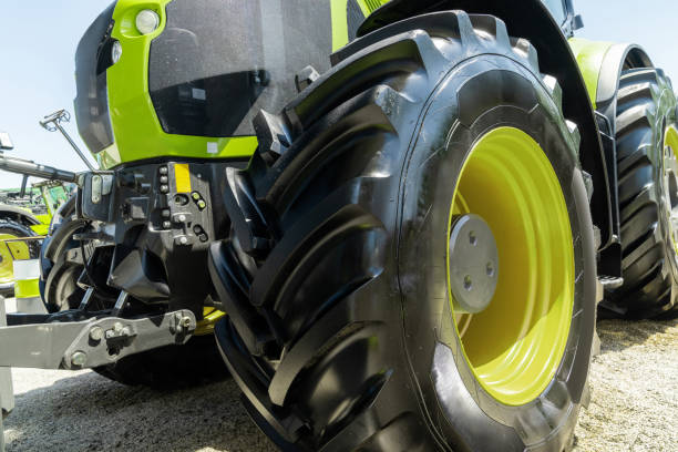 istock Agricultural tractor. Close up of wheels. 2156888246