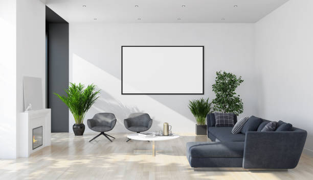 istock Large luxury modern bright interiors Living room mockup illustration 3D rendering image 2156888946