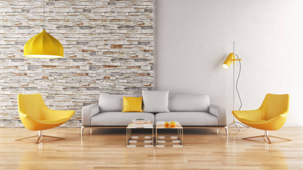 istock Large luxury modern bright interiors Living room mockup illustration 3D rendering image 2156889450