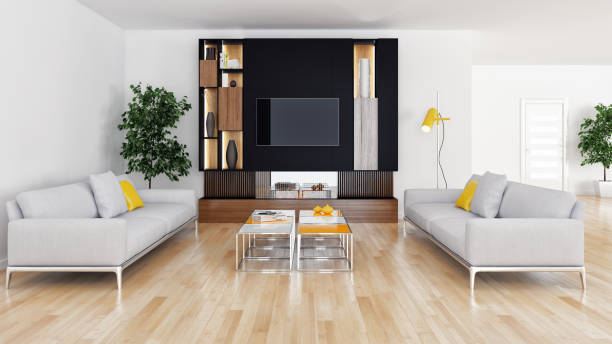 istock Large luxury modern bright interiors Living room mockup illustration 3D rendering image 2156889597