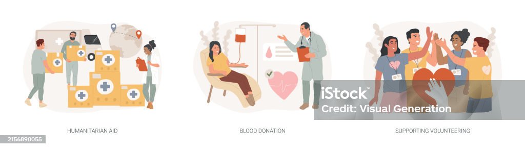 Help In Community Community Help Isolated Concept Vector Illustration Set Stock ...