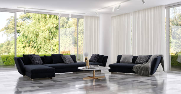 istock Large luxury modern bright interiors Living room mockup illustration 3D rendering image 2156890298