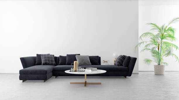 istock Large luxury modern bright interiors Living room mockup illustration 3D rendering image 2156890594