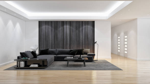 istock Large luxury modern bright interiors Living room mockup illustration 3D rendering image 2156890948
